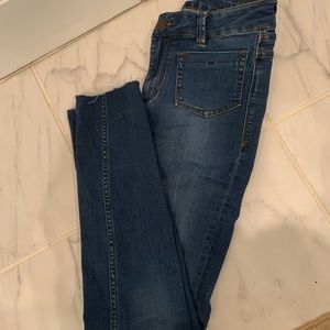 Free people high waisted raw hem skinny jeans